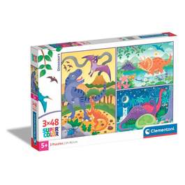 Puzzle 3 x 48 piese Clementoni Dinosaurs 25288 | Hippoland