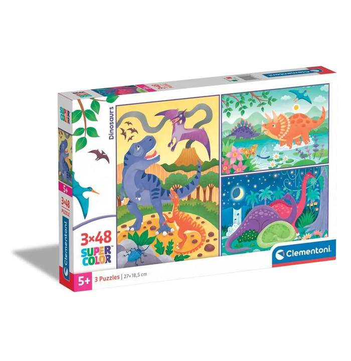 Puzzle 3 x 48 piese Clementoni Dinosaurs 25288 | Hippoland