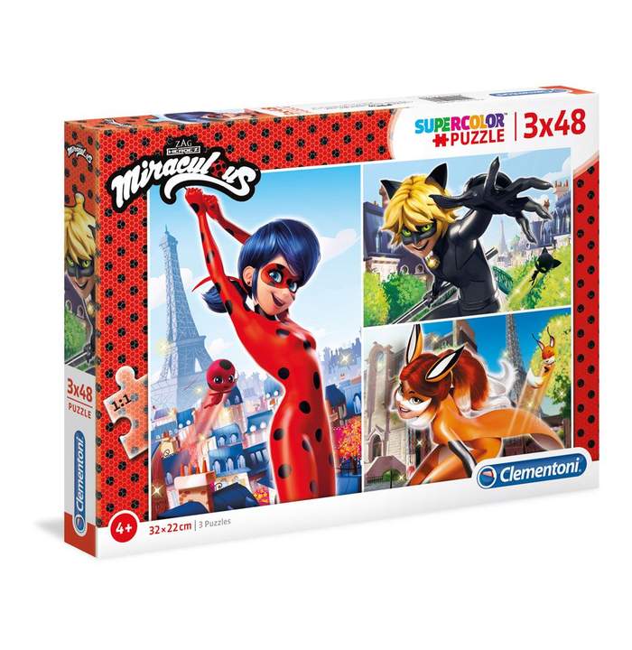 Puzzle 3 x 48 piese Clementoni Miraculous Ladybug | Hippoland