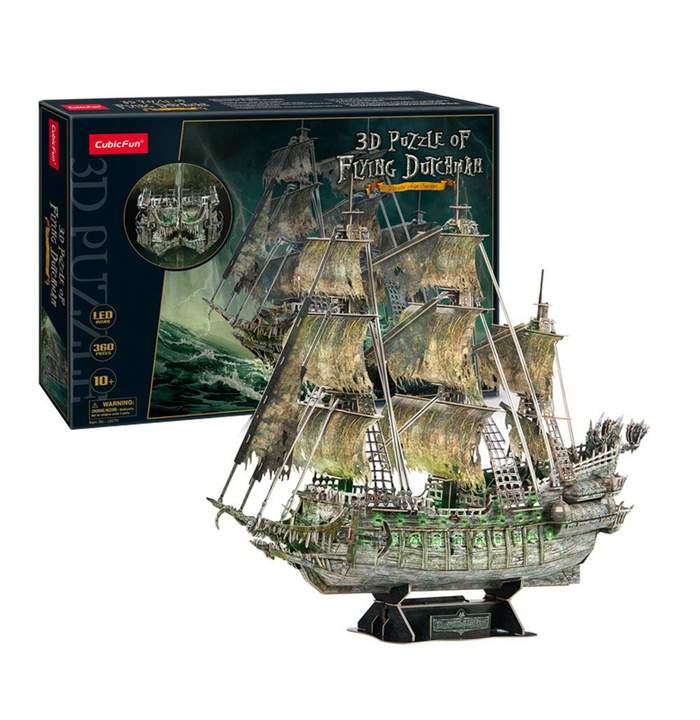 Puzzle 3D cu LED Cubic Fun Corabia Olandezul Zburator 360 piese