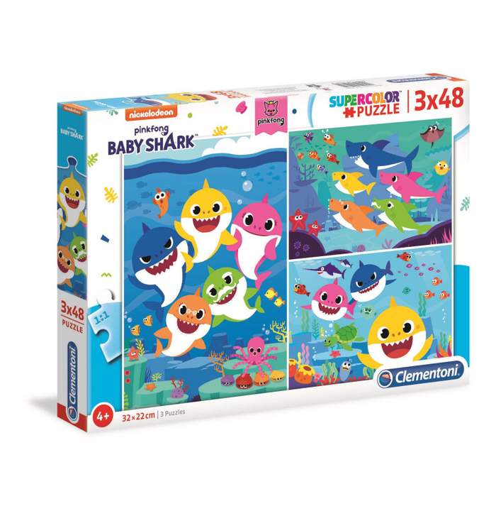 Puzzle 3x48 piese Clementoni Baby Shark | Hippoland