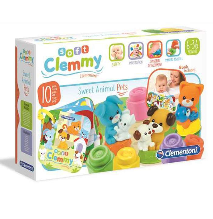 Set 10 cuburi de constructie moi Clementoni Soft Clemmy 17175| Hippoland