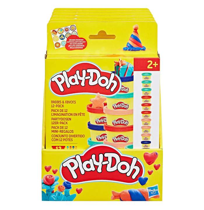 Set 12 Mini Cutii Plastilina Play-Doh in 4 Culori, Cadouri Petrecere Copii 2 Ani+