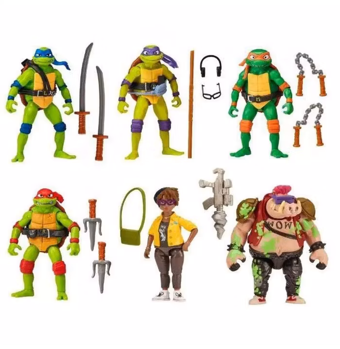 Set 6 figurine cu accesorii Testoasele Ninja Haosul Mutantilor